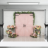 Lofaris Floral Wood Cowboy White Bricks Wedding Backdrop